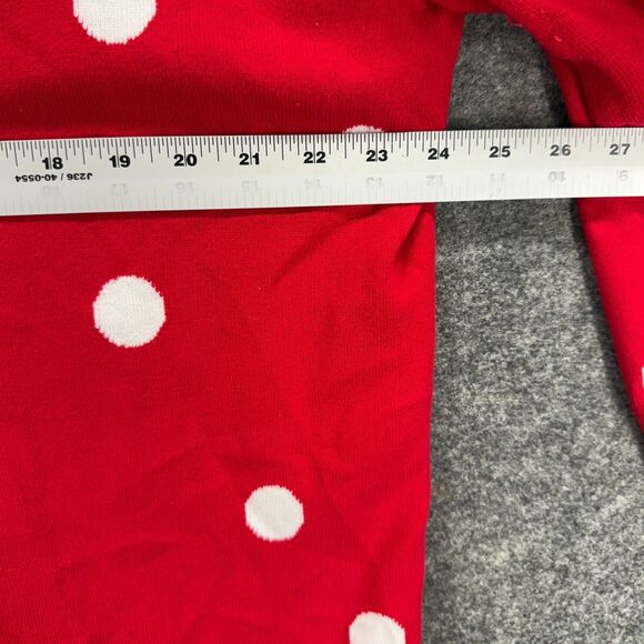 Quacker Factory Cardigan Women 1X Plus Red Polka Dot Button Up V-Neck Cotton - Picture 5 of 7